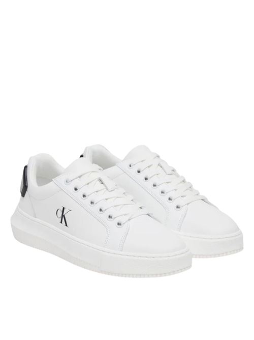 Sneaker donna bianca e nera in pelle Calvin Klein Jeans | YW0YW0184601W